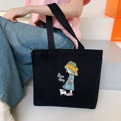 Neueste Modestyl Customized Logo Baumwolle Leinwand Tote Tasche mit Reißverschluss Promotion