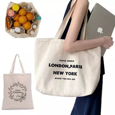 Custom Logo Natürliche Baumwoll-Shopping-Tote-Tasche für Frauen und Shopping