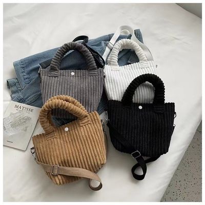 Corduroy Handtasche Custom Logo Druck Crossbody Frauen Einkaufstasche Mini Tote Bag Stil