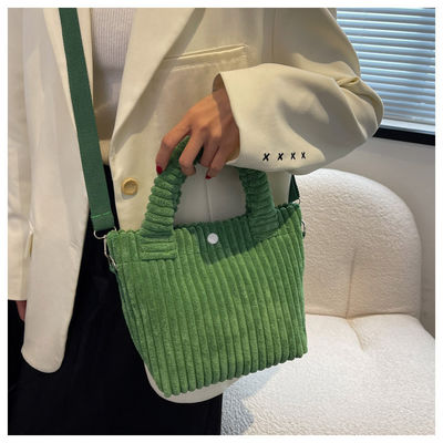 Corduroy Handtasche Custom Logo Druck Crossbody Frauen Einkaufstasche Mini Tote Bag Stil
