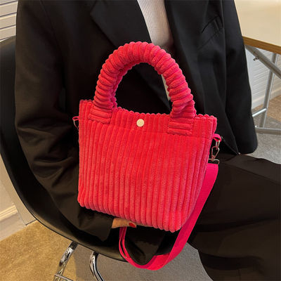 Corduroy Handtasche Custom Logo Druck Crossbody Frauen Einkaufstasche Mini Tote Bag Stil
