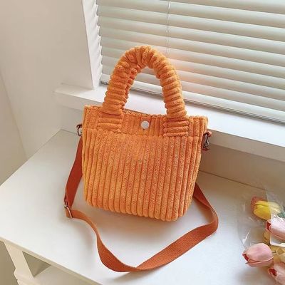 Corduroy Handtasche Custom Logo Druck Crossbody Frauen Einkaufstasche Mini Tote Bag Stil