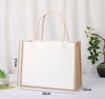 Individuelles Logo Natürliche wiederverwendbare laminierte Jute Lebensmittelwaren Einkaufstasche OEM/ODM Tote Bag