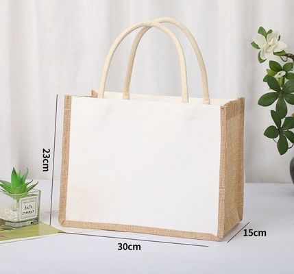 Individuelles Logo Natürliche wiederverwendbare laminierte Jute Lebensmittelwaren Einkaufstasche OEM/ODM Tote Bag
