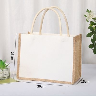 Individuelles Logo Natürliche wiederverwendbare laminierte Jute Lebensmittelwaren Einkaufstasche OEM/ODM Tote Bag