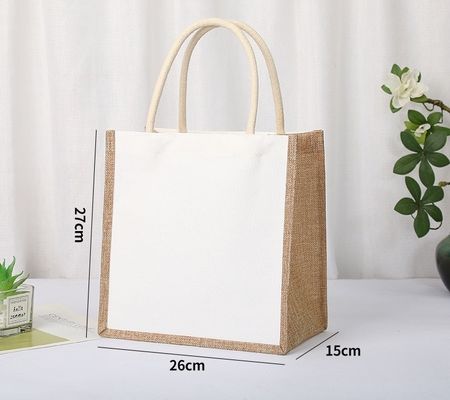 Individuelles Logo Natürliche wiederverwendbare laminierte Jute Lebensmittelwaren Einkaufstasche OEM/ODM Tote Bag
