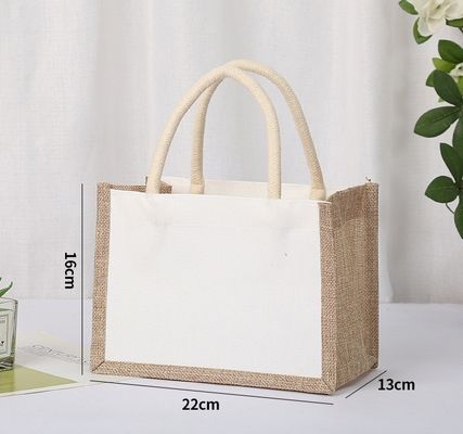 Individuelles Logo Natürliche wiederverwendbare laminierte Jute Lebensmittelwaren Einkaufstasche OEM/ODM Tote Bag