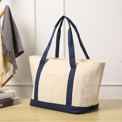 Mittelgroße, auf Abzug gedruckte, recycelte, einfache, organische Baumwolle, Leinwand-Tote-Tasche mit Logo