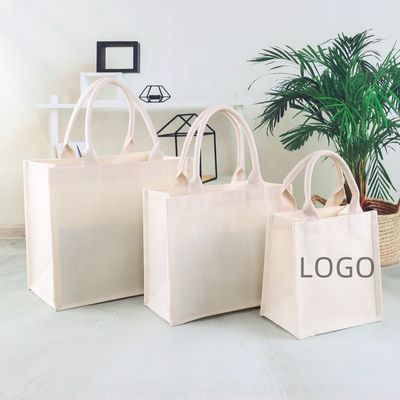 Outlet Leere einfache Custom Logo Druck Leinwand Baumwolle Tote Taschen für das tägliche Schulleben