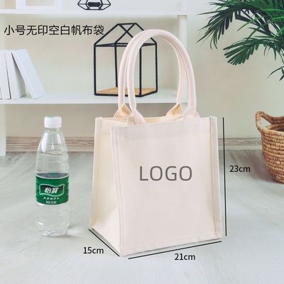 Outlet Leere einfache Custom Logo Druck Leinwand Baumwolle Tote Taschen für das tägliche Schulleben
