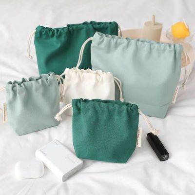 Zusammengestellte Süßigkeiten Farbe Recycling Bio-Baumwolle Leinwand Stoff Schnur Tasche für die Verpackung