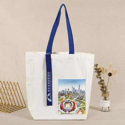 Handgestaltete Custom Print Baumwolle Leinwand Tote Tasche für umweltfreundliche Feiertagsgeschenk