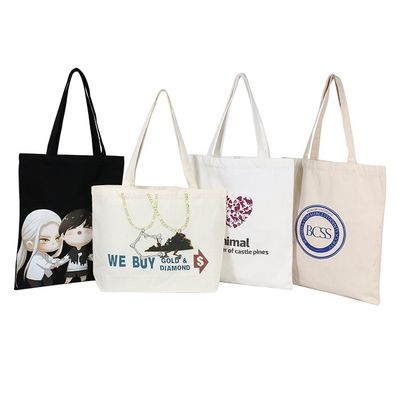 Custom Logo Druck Wiederverwendbare Einkaufstaschen für Frauen Leinwand Handschultertasche
