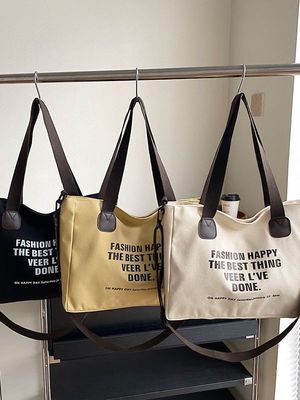 Tägliche Schullebenbrief Druck Baumwoll-Tote-Tasche für Frauen Crossbody Leinwand-Einkaufstasche