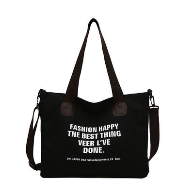 Tägliche Schullebenbrief Druck Baumwoll-Tote-Tasche für Frauen Crossbody Leinwand-Einkaufstasche