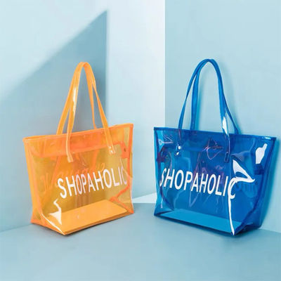 Custom Logo Hochtransparenz Klar PVC Plastik-Tote-Tasche für wasserdichte Werbung