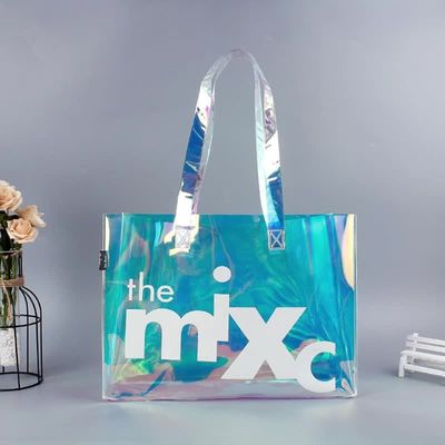 Custom Logo Hochtransparenz Klar PVC Plastik-Tote-Tasche für wasserdichte Werbung