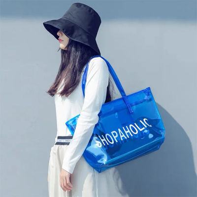Custom Logo Hochtransparenz Klar PVC Plastik-Tote-Tasche für wasserdichte Werbung