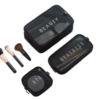 Handheld-Stil Wasserdicht Transparentes Nylon-Gitter Custom Logo Große Make-up-Kosmetik-Tasche