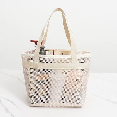 Customized Logo Mesh Toilettenbeutel Öko-Shopping-Tasche mit Reißverschluss Kleine Nylon-Gittertasche