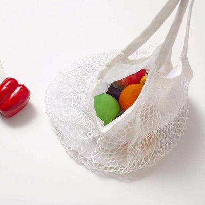 Individuelles Logo Öko-organische Baumwollnetze Wiederverwendbare Einkaufstasche für Gemüse Obst Lebensmittel