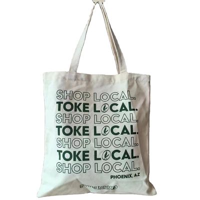 Custom wiederverwendbare Einkaufstaschen aus Leinwand, Baumwoll-Tote-Taschen mittlere Größe mit umweltfreundlichem Design