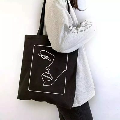 Persönliche Druck Baumwolle Schwarz Leinwand Tote Tasche für den Einkauf neueste Mode Stil