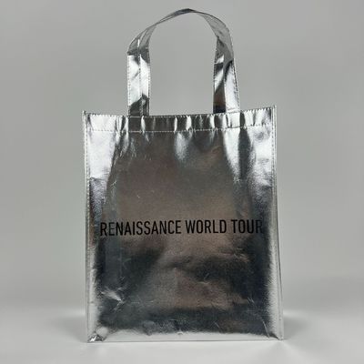 Öko-freundliche Handtasche Gold-Lamination Metall-Silber-Nicht-Gewebe-Tasche mit individuellem Logo