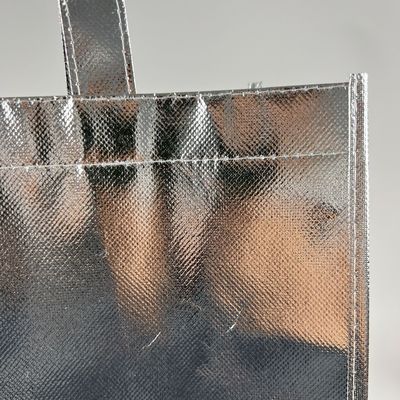 Öko-freundliche Handtasche Gold-Lamination Metall-Silber-Nicht-Gewebe-Tasche mit individuellem Logo