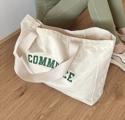 Natürliche extra große Leinwand-Tote-Tasche mit Logo-Druck für Einkaufsbedarf