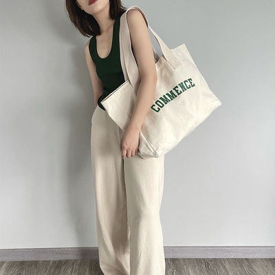 Natürliche extra große Leinwand-Tote-Tasche mit Logo-Druck für Einkaufsbedarf