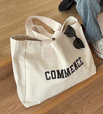 Natürliche extra große Leinwand-Tote-Tasche mit Logo-Druck für Einkaufsbedarf