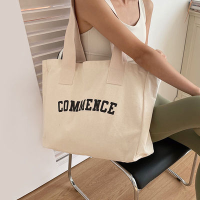 Natürliche extra große Leinwand-Tote-Tasche mit Logo-Druck für Einkaufsbedarf
