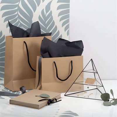 Handgestaltetes Custom Private Logo Druck schwarzes Papier Tote Bag für personalisierte Geschenk