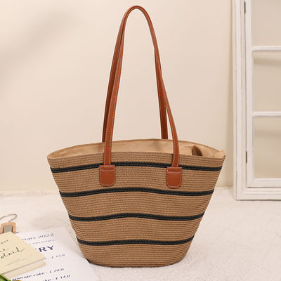 Handgefertigte Raffia Stroh Beach Bag für Unisex Sommer Eimer Tote Stil Korb