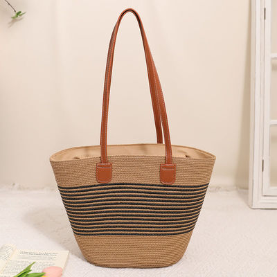 Handgefertigte Raffia Stroh Beach Bag für Unisex Sommer Eimer Tote Stil Korb