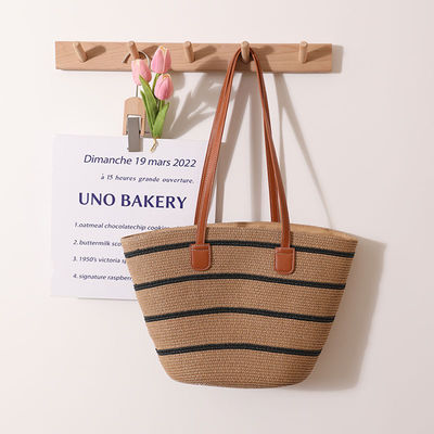 Handgefertigte Raffia Stroh Beach Bag für Unisex Sommer Eimer Tote Stil Korb