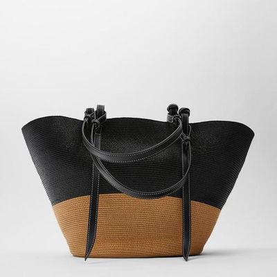 Outdoor-Großkapazität Strohstrandtasche Vintage handgewebte Schultertasche Raffia Rattan-Taschen