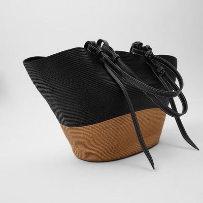 Outdoor-Großkapazität Strohstrandtasche Vintage handgewebte Schultertasche Raffia Rattan-Taschen