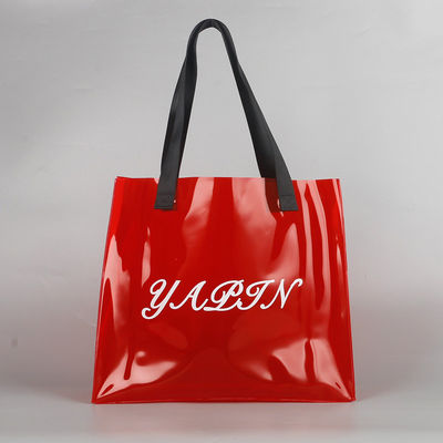 Silk Screen Printing Custom Logo Shopping Bag Klarer PVC-Tote-Tasche mit Leinwand