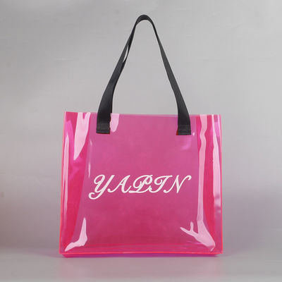 Silk Screen Printing Custom Logo Shopping Bag Klarer PVC-Tote-Tasche mit Leinwand