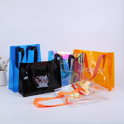 Silk Screen Printing Custom Logo Shopping Bag Klarer PVC-Tote-Tasche mit Leinwand