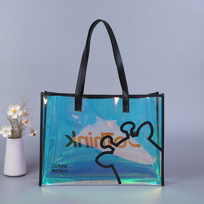 Silk Screen Printing Custom Logo Shopping Bag Klarer PVC-Tote-Tasche mit Leinwand