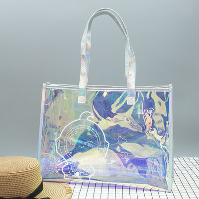 Umweltfreundliches, benutzerdefiniertes Logo, klare, transparente, wasserdichte PVC-Tote-Tasche mit Reißverschluss und Tasche