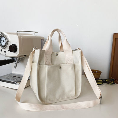 Geschenke Langlebige Baumwolltuch-Shopping-Tote-Tasche mit Crossbody-Gurt und mehreren Taschen