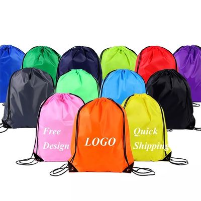 Seidenbildschirm gedruckt Custom Logo Nylon Polyester 210D Promotion Fitnessstudio Drawstring Rucksack