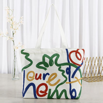 Custom Silk Screen Printed Cotton Canvas Shopping Tote Bag mit Logo und Buchstabenmuster