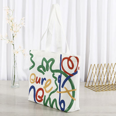 Custom Silk Screen Printed Cotton Canvas Shopping Tote Bag mit Logo und Buchstabenmuster