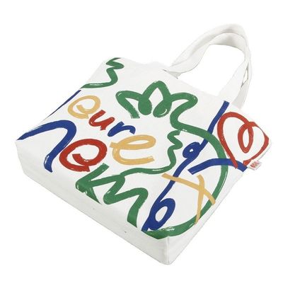 Custom Silk Screen Printed Cotton Canvas Shopping Tote Bag mit Logo und Buchstabenmuster