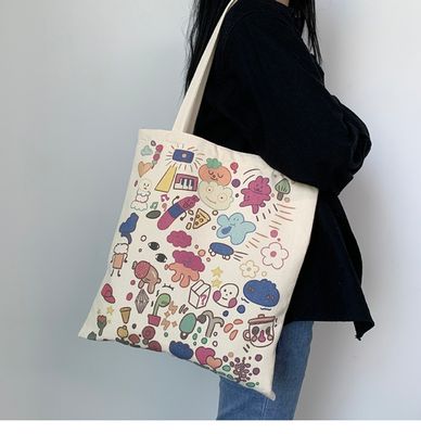 Zeichentrickfilm-Druck-Leinwand-Tote-Tasche für das tägliche Schulleben Umweltfreundlich und maßgeschneiderte Farbe